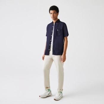 Lacoste Regular Fit Linen Shirt Pánské - Šortky Tmavě Blankyt Blankyt | CZ-IWBPVi